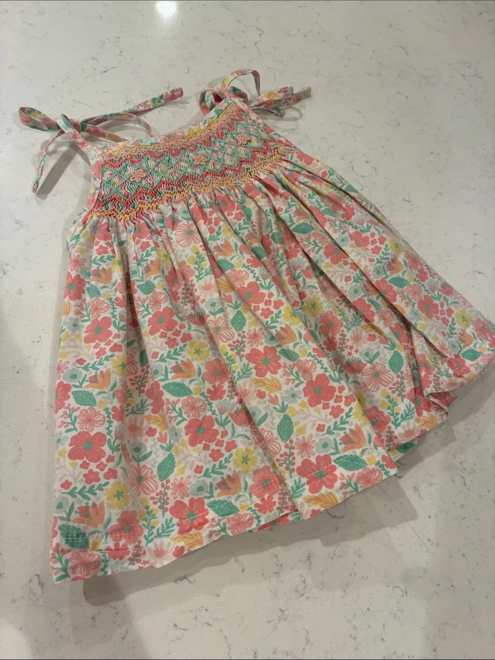 Floral Smocked Tank & Bloomers Matching Set - Pink & Mint